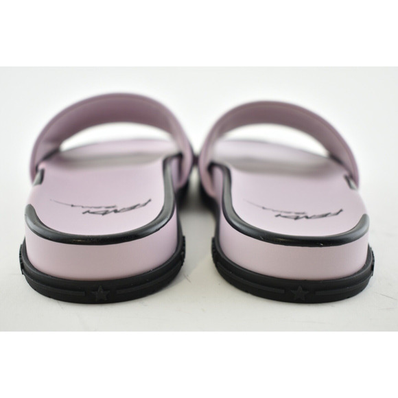 Fendi Joshua Vides Pink Black Leather Logo Mule Slide Flat Flip Flop Sandal 35 - Picture 11 of 12